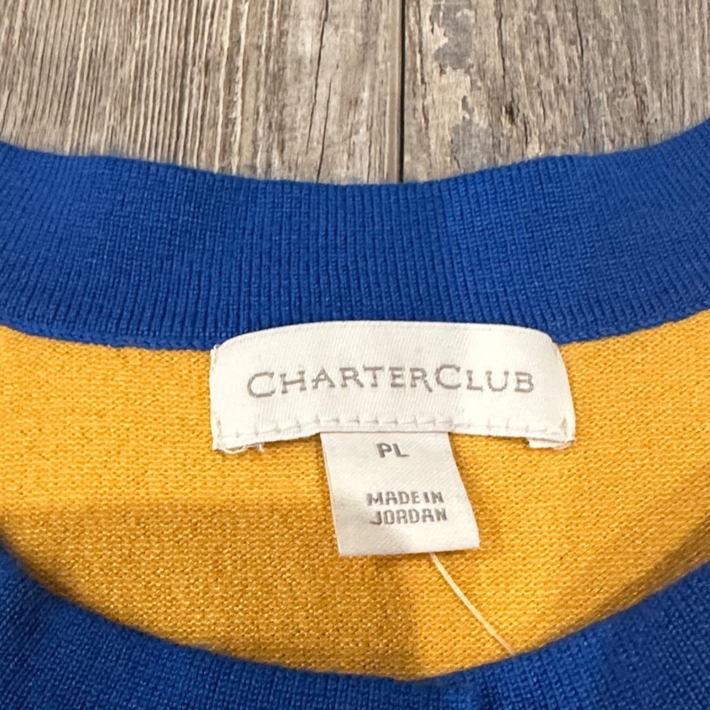 Charter Club Blue and Yellow Knit Top - Picture 2 of 4